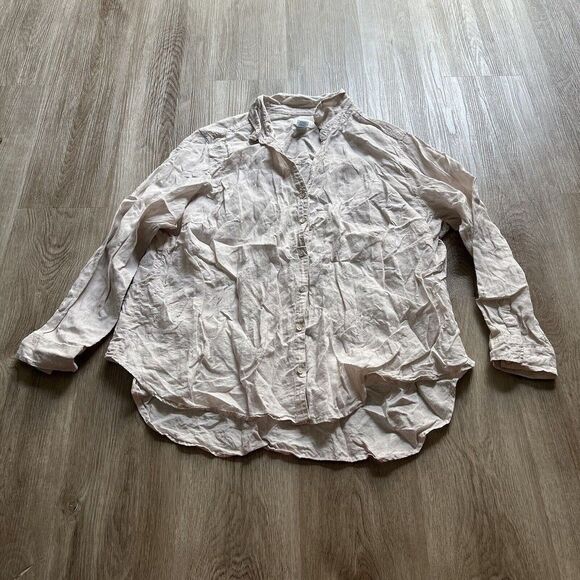 Sigrid Olsen Shirt Womens Medium Linen Button-Up Long-Sleeve Casual Size 3XL - Picture 1 of 6